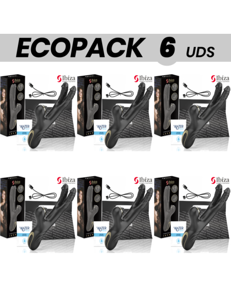 ECOPACK 6 VIENETŲ - IBIZA TWO DRAGONS DVIGUBAS VIBRATORIUS JUODAS