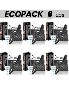 ECOPACK 6 VIENETŲ - IBIZA DVIGUBAS VIBRATORIUS SU UŽSPAUDŽIAMU JUODAS