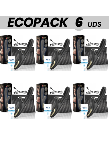 ECOPACK 6 VIENETŲ - IBIZA DVIGUBAS VIBRATORIUS SU UŽSPAUDŽIAMU JUODAS
