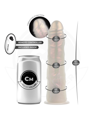 COCK MILLER - DILDO WITH SUCTION CUP, LIGHTS AND VIBRATION WITH REMOTE CONTROL WHITE 20.5 CM