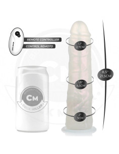 COCK MILLER - Dildo su siurbtuku, apšvietimu, vibracija ir nuotolinio valdymo pultu, baltas, 21,5 cm 2