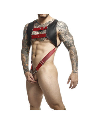 MOB - DNGEON HARNESS WITH RED PENIS RING ONE SIZE