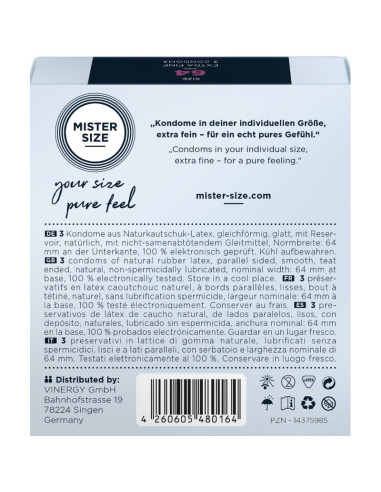 MISTER SIZE - PREZERVATYVAI, XXL DYDIS 64 MM (3 VIENETAI)