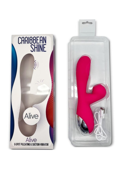 ALIVE - CARIBBEAN SHINE VIBRATORIUS IR SIUBTUVĖLIS, FUKSIJOS SPALVOS