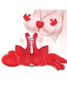 ARMONY - MAGNETIC NIPPLE CLAMPS WITH VIBRATION BUTTERFLY SHAPE RED 2