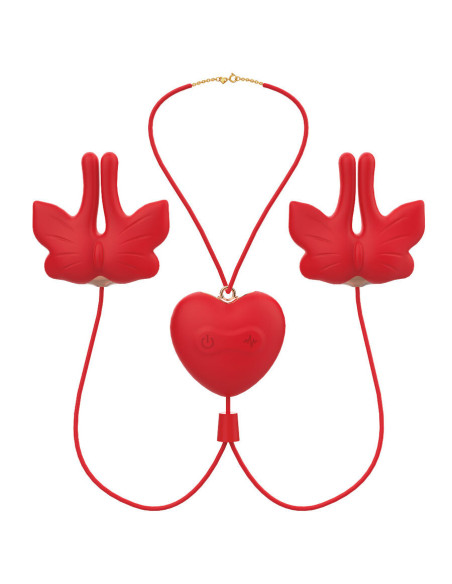 ARMONY - MAGNETIC NIPPLE CLAMPS WITH VIBRATION BUTTERFLY SHAPE RED