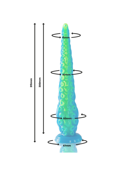 EPIC - SCYLLA fluorescencinis plonas čiuptuvinis dildo, didelis dydis