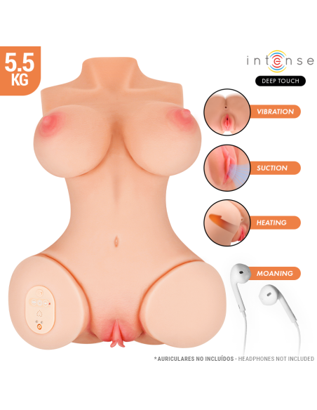 INTENSE DEEP TOUCH - VERO TORSO ANUS IR VAGINA SU SIURBLIU, ŠILU, VIBRACIJA IR BALSO EFEKTAIS SU NUOTOLINIO VALDYMO PULTU 5,5 KG