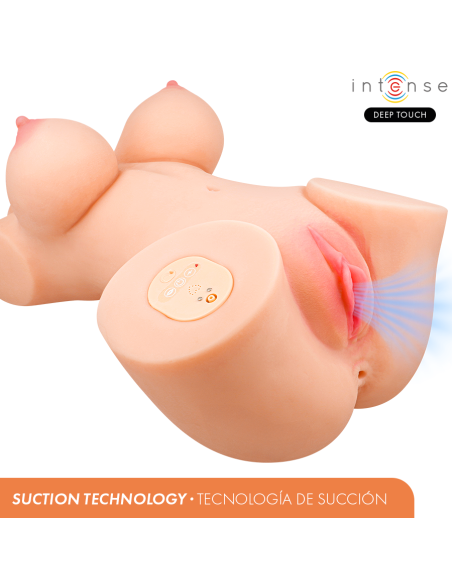 INTENSE DEEP TOUCH - VERO TORSO ANUS IR VAGINA SU SIURBLIU, ŠILU, VIBRACIJA IR BALSO EFEKTAIS SU NUOTOLINIO VALDYMO PULTU 5,5 KG