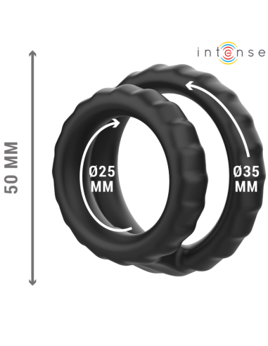 INTENSE - DEWEY DOUBLE SILICONE PENIS RING BLACK MODEL 2