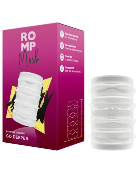 ROMP - MOSH TRANSPARENT MALE MASTURBATOR WITH 6 CM REVERSBLE SHEATH