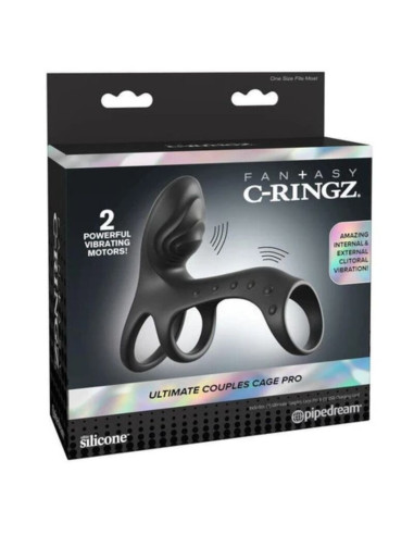 FANTASY C-RINGZ - ULTIMATE COUPLES CAGE PRO VIBRATING COCK RING 19.5 CM