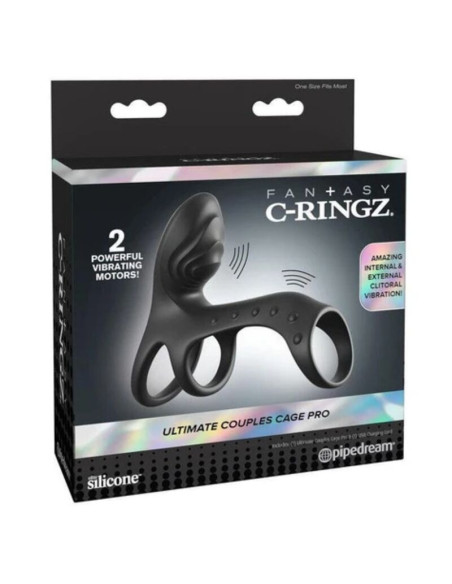 FANTASY C-RINGZ - ULTIMATE COUPLES CAGE PRO VIBRATING COCK RING 19.5 CM