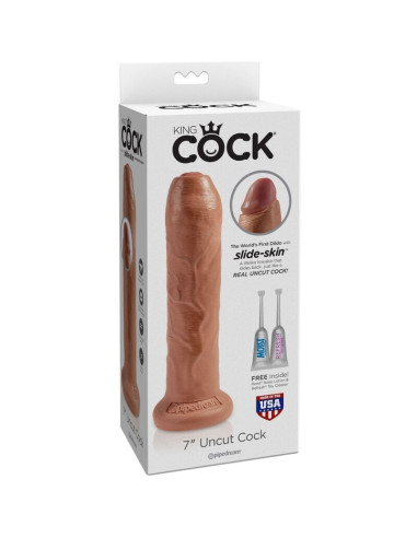 KING COCK - NEAPŠEPTAS REALISTIŠKAS PENIS 17,8 CM KARAMELĖS SKAIDULOS