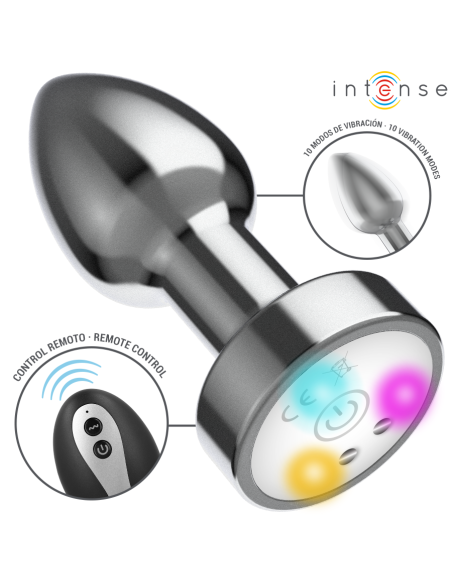 INTENSE - VIBRUOJANČIAS METALINIS ANALINIS KOLIKAS SU LED ŠVIESELĖMIS IR NUOTOLINIO VALDYMO PULTU - DYDIS M