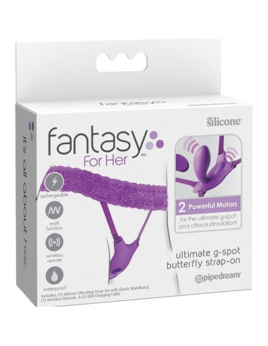 FANTASY FOR HER - BUTTERFLY HARNESS G-SPOT WITH VIBRATOR, RECHARGEABLE and REMOTE CONTROL VIOLET