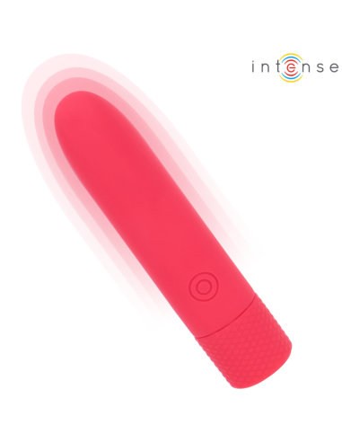 INTENSE - SYMONE USB ĮKRAUNAMAS VIBRUOJAMAS BULLET 8 VIBRACIJOS RAUDONOS 10 X 2,2 CM