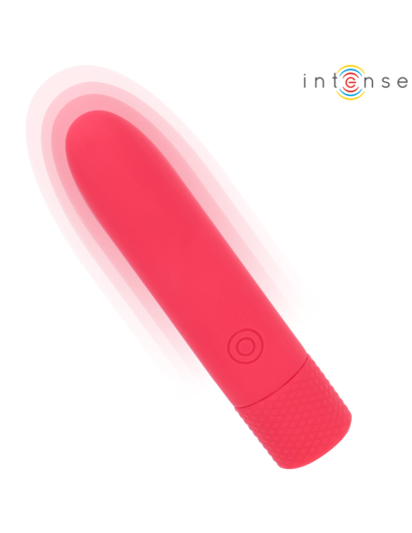 INTENSE - SYMONE USB ĮKRAUNAMAS VIBRUOJAMAS BULLET 8 VIBRACIJOS RAUDONOS 10 X 2,2 CM
