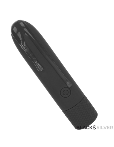 JUODA IR SIDABRINĖ - GERI USB ĮKRAUNAMA VIBRUOJANTI KULKA 8 VIBRACIJOS JUODA 10 X 2,2 CM