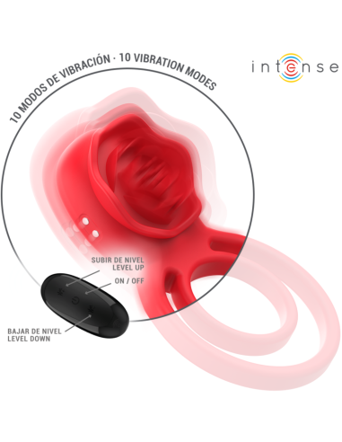 INTENSE - GAIL STIMULIACIJOS AKIMIRKSNIU ROŽĖS 10 VIBRACIJOS RAUDONAS NUOTOLINIO VALDYMO VALDYMAS
