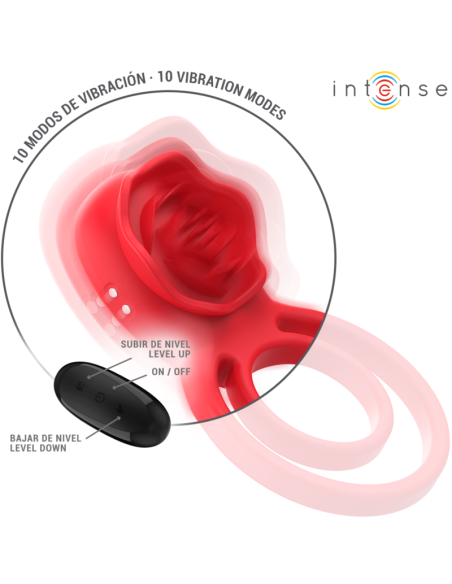INTENSE - GAIL STIMULIACIJOS AKIMIRKSNIU ROŽĖS 10 VIBRACIJOS RAUDONAS NUOTOLINIO VALDYMO VALDYMAS