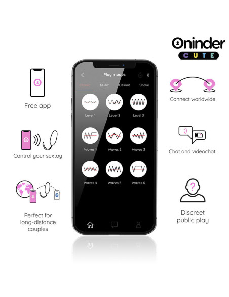 ONINDER CUTE - MEILĖS MALONUMUI VIBRUOJAMAS KIAUŠINIS 360° SILIKONINIS - NEMOKAMA PASAULINĖ PROGRAMĖLĖ