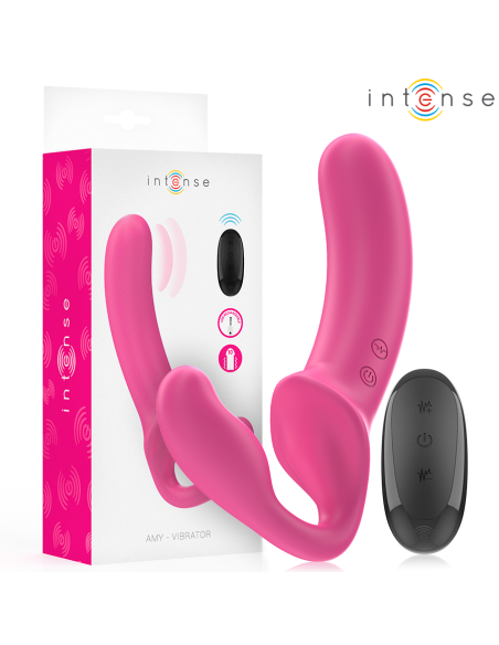 INTENSE - AMY DVIGUBAS VIBRATORIAUS 20 CM ROŽINIS NUOTOLINIO VALDYMO PULTAS