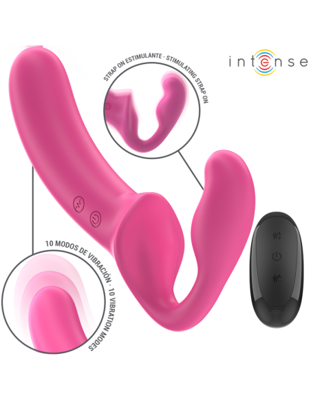 INTENSE - AMY DVIGUBAS VIBRATORIAUS 20 CM ROŽINIS NUOTOLINIO VALDYMO PULTAS