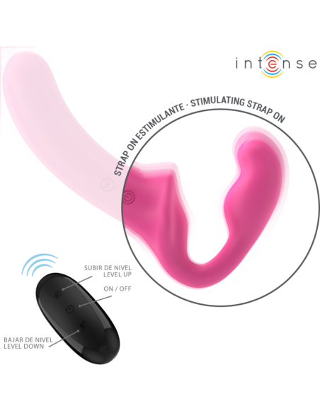 INTENSE - AMY DVIGUBAS VIBRATORIAUS 20 CM ROŽINIS NUOTOLINIO VALDYMO PULTAS