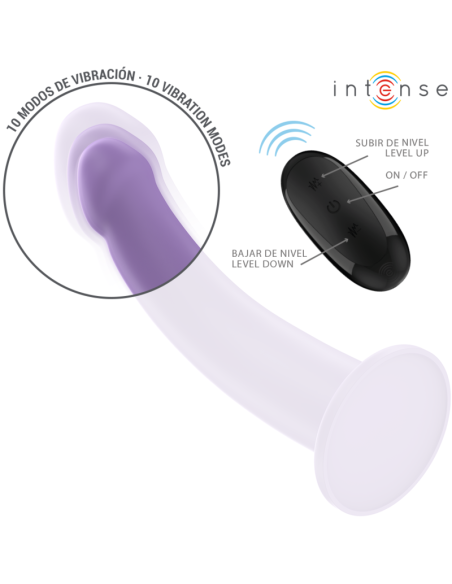 INTENSE - EDDIE VIBRATOR 17,5 CM 10 VIBRACIJŲ VIOLETINIS NUOTOLINIO VALDYMO PULTAS
