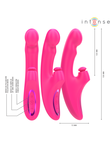 INTENSE - EMI VIBRATOR 13,5 CM DAUGIAFUNKCIS 3 IN 1 10 VIBRACIJŲ ROŽINIS
