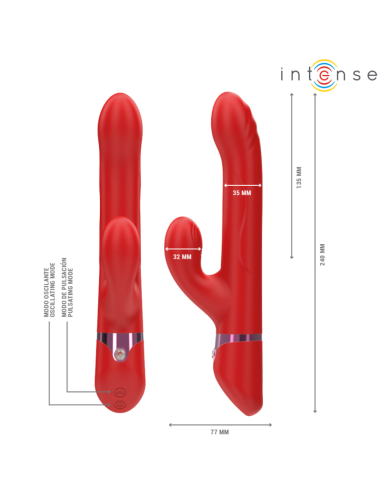 INTENSE - LELE DAUGIAFUNKCINIS VIBRATORIUS, SUKAMASIS, VIRBIAMAS IR STIMULIACINIS RAUDONAS