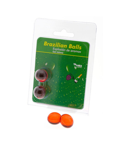 TALOKA - 2 BRAZILIAN BALLS STRAWBERRIES and CHAMPAGNE INTIMATE GEL