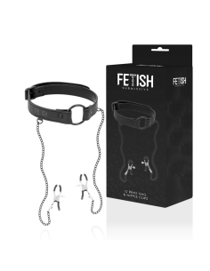 FETISH SUBMISSIVE - GAG RING WITH NIPPLE CLAMPS 2
