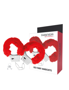 DARKNESS - RED LINED METAL HANDCUFFS