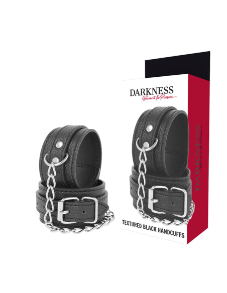 DARKNESS - juodi tekstūruoti odiniai antrankiai