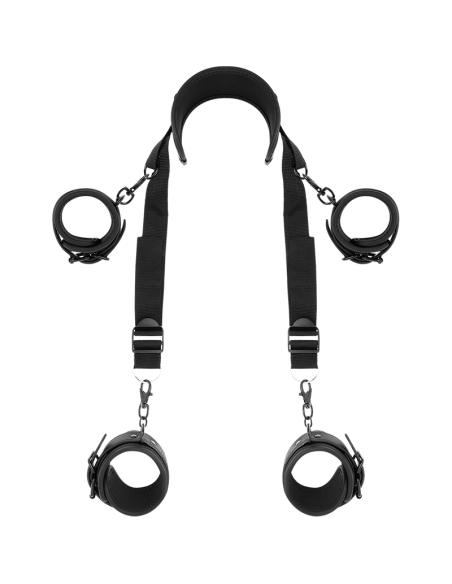 FETISH SUBMISSIVE - MASTER POSITION WITH 4 NOPRENE-LINED HANDCUFFS