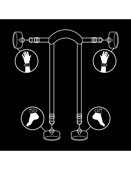 FETISH SUBMISSIVE - MASTER POSITION WITH 4 NOPRENE-LINED HANDCUFFS