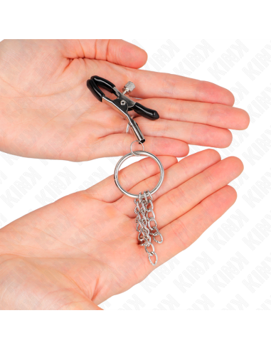 KINK - O RING NIPPLE CLAMP AND LITTLE CHAIN SILVER 6 CM