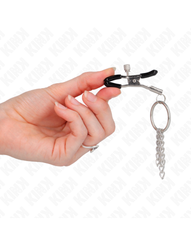KINK - O RING NIPPLE CLAMP AND LITTLE CHAIN SILVER 6 CM