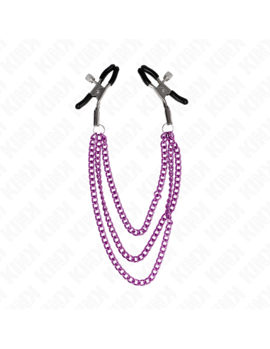 KINK - NIPPLE CLAMPS WITH 3 CHAINS PURPLE 20-23-28 CM