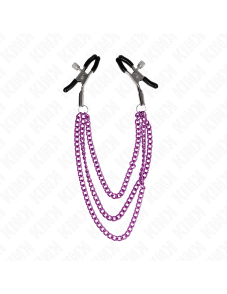KINK - NIPPLE CLAMPS WITH 3 CHAINS PURPLE 20-23-28 CM