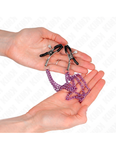 KINK - NIPPLE CLAMPS WITH 3 CHAINS PURPLE 20-23-28 CM