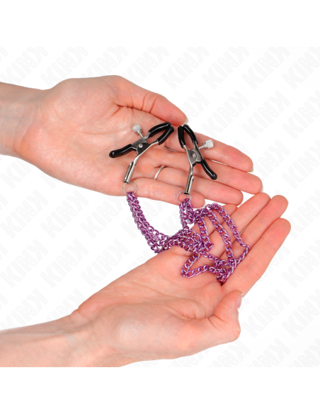KINK - NIPPLE CLAMPS WITH 3 CHAINS PURPLE 20-23-28 CM