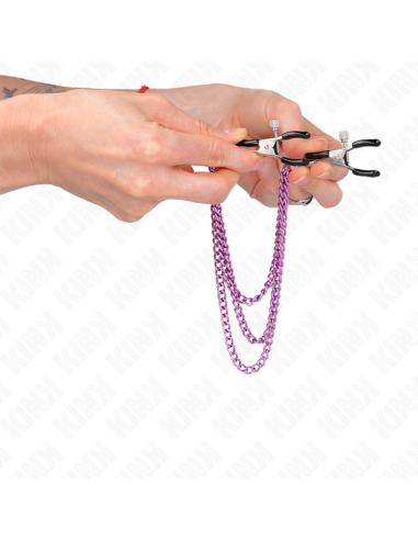 KINK - SPENELIŲ SPAUSTUKAI SU 3 GRANDINĖMIS VIOLETINIAI 20-23-28 CM