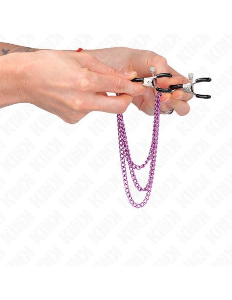 KINK - SPENELIŲ SPAUSTUKAI SU 3 GRANDINĖMIS VIOLETINIAI 20-23-28 CM