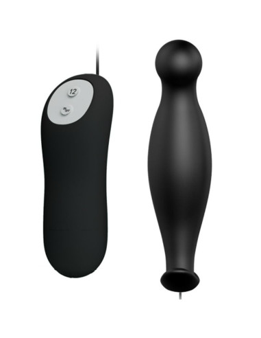 PRETTY LOVE - SILICONE ANAL PLUG 12 VIBRATION MODES BLACK