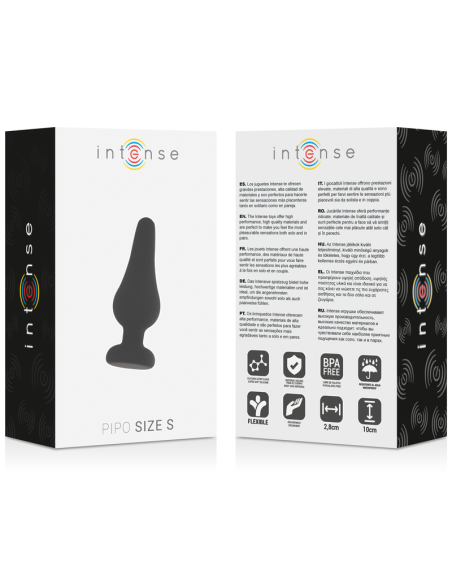 INTENSE - Analinis kaištis PIPO S juodo silikono 9,8 cm