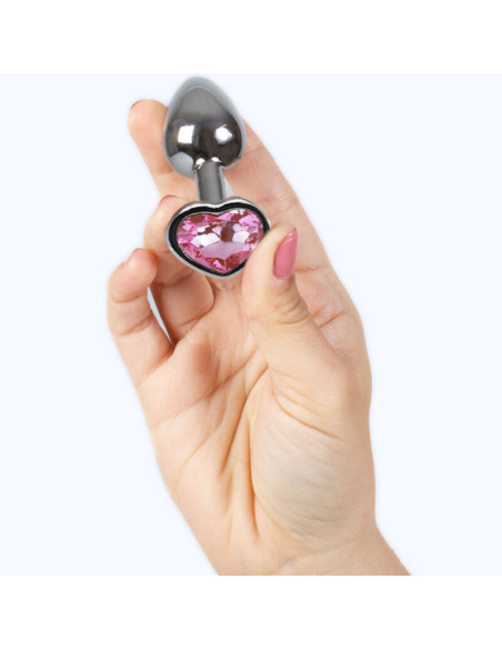SECRETPLAY - METAL BUTT PLUG FUCHSIA HEART SMALL SIZE 7 CM