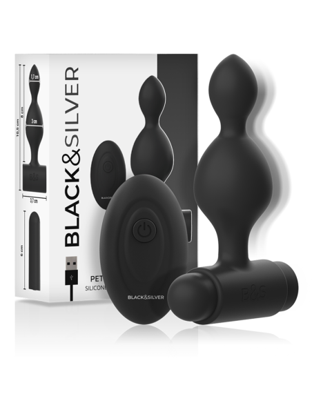 BLACKandSILVER - TUCKER MAŽAS SILIKONINIS ANALINIS KAIŠTIS SU NUOTOLINIO VALDYMO VALDYMU